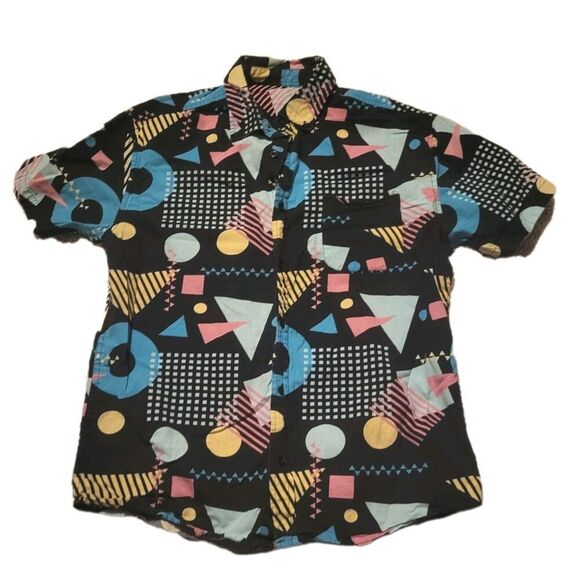 Super Massive Shirt Mens Medium Abstract Short Sleeve Button Down 90s Style - Picture 1 of 4